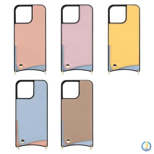 New stylish premium Leather Case Insert Card Phone Case Sticking Skin With Shoulder Strap Back Cover to Prevent Loss 